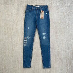 NWT Levi’s 720 High Rise Super Skinny Distressed Blue Jeans 25/0 Short